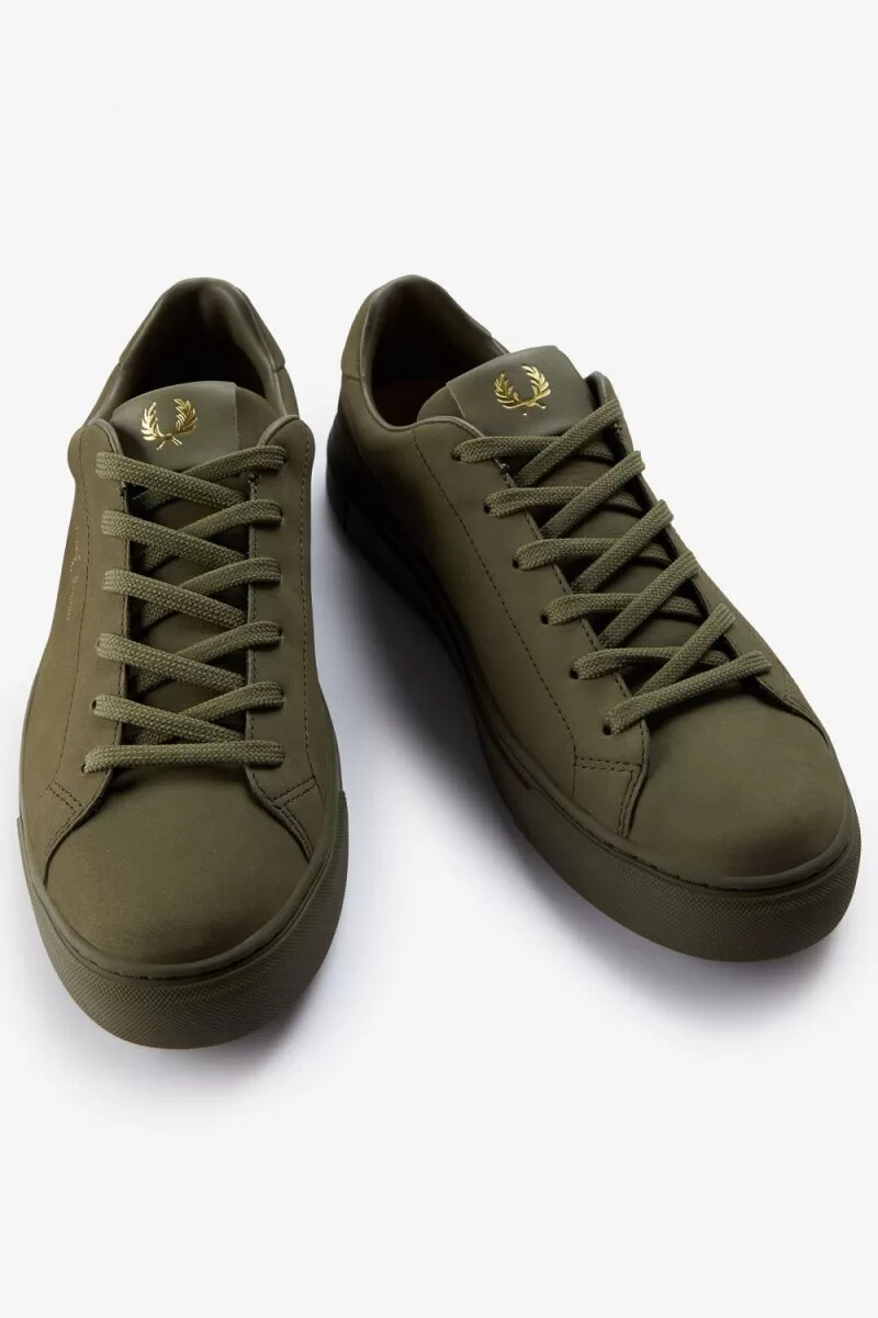 zapatillas de tenis fred perry b71 para hombre color verde y dorado