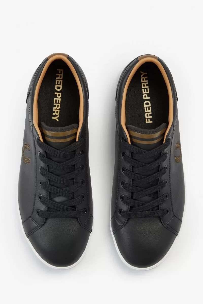 zapatillas de tenis fred perry baseline para hombre negras